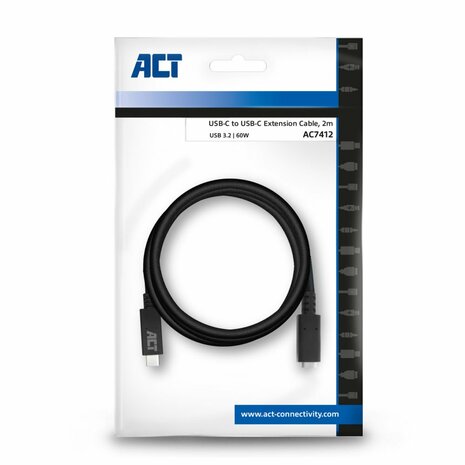 ACT AC7412 USB-kabel 2 m USB 3.2 Gen 1 (3.1 Gen 1) USB C Zwart