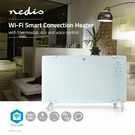 Nedis WIFIHTPL20FWT electrische verwarming Binnen Wit 1000 W Convector elektrisch verwarmingstoestel