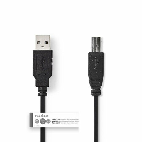 Nedis CCGT60100BK20 USB-kabel 2 m USB 2.0 USB A USB B Zwart