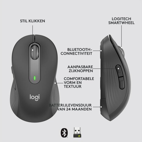 Logitech Signature M650 muis Rechtshandig RF-draadloos + Bluetooth Optisch 2000 DPI