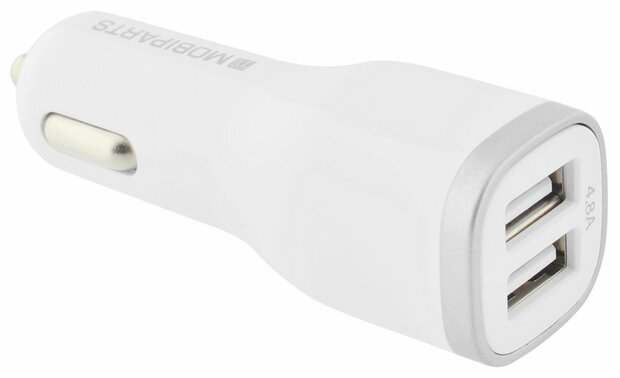 Mobiparts Car Charger Dual USB 4.8A White