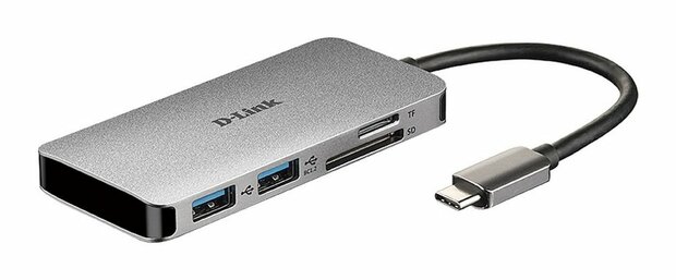 D-Link DUB-M610 notebook dock & poortreplicator Bedraad USB 3.2 Gen 1 (3.1 Gen 1) Type-C Aluminium, Zwart