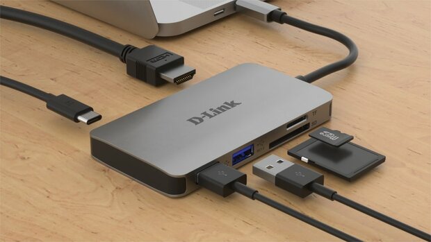 D-Link DUB-M610 notebook dock & poortreplicator Bedraad USB 3.2 Gen 1 (3.1 Gen 1) Type-C Aluminium, Zwart