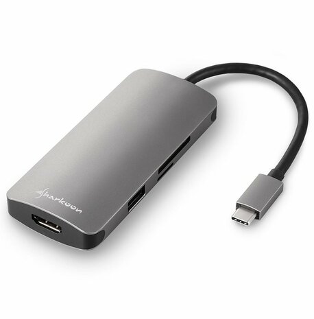 Sharkoon USB 3.0 Type C Multiport Adapter USB 3.2 Gen 1 (3.1 Gen 1) Type-C Grijs