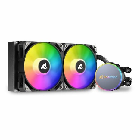 Sharkoon S70 rgb Computer behuizing, Processor Alles-in-één vloeistofkoeler 12 cm Zwart 1 stuk(s)