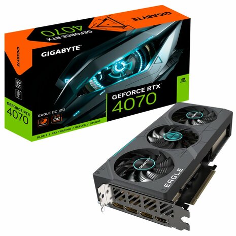 Gigabyte GV-N4070EAGLE OC-12GD videokaart NVIDIA GeForce RTX 4070 12 GB GDDR6X