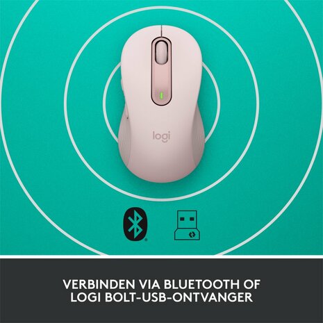 Logitech Signature M650 Draadloze Muis - Voor kleine tot middelgrote handen, 2 jaar batterijduur, stil klikken, aanpasbare zijknoppen, Bluetooth, compatibel met meerdere apparaten - Roze