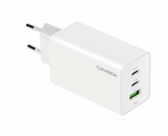 Mobiparts GaN Wall Charger USB-Cx2/USB-A3.0/QC 65W Wit