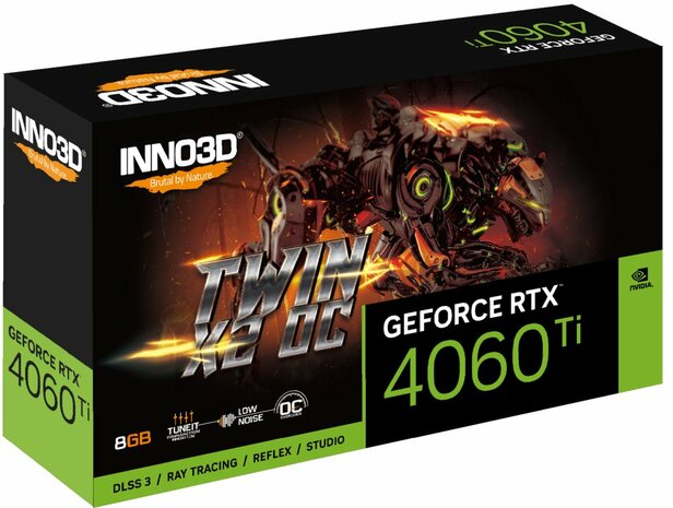 Inno3D N406T2-08D6X-171153N videokaart NVIDIA GeForce RTX 4060 Ti 8 GB GDDR6