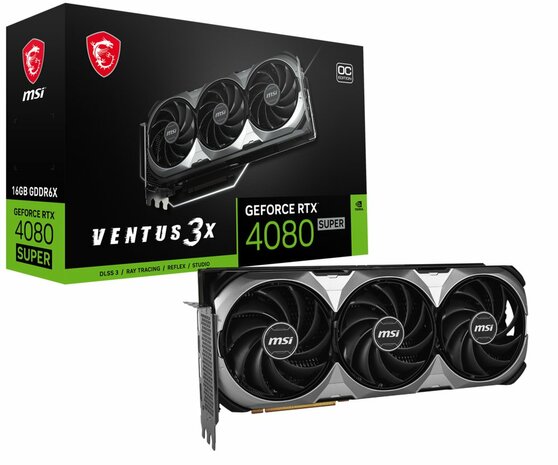 MSI VENTUS 3X GeForce RTX 4080 SUPER OC | 16 GB GDDR6X VRAM | Videokaart | GPU | Nvidia