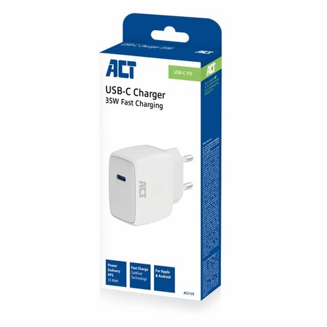 ACT USB-C Lader 35W met Power Delivery PPS en GaNFast