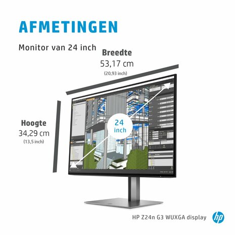 HP Z24n G3 61 cm (24") 1920 x 1200 Pixels WUXGA LED Zilver RENEWED