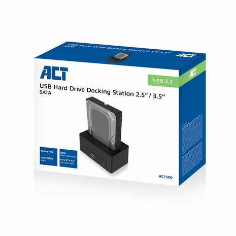 ACT AC1500 basisstation voor opslagstations USB 3.2 Gen 1 (3.1 Gen 1) Type-A Zwart OPEN BOX