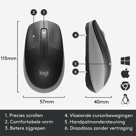 Logitech M190 Full-Size Wireless Mouse OPEN BOX