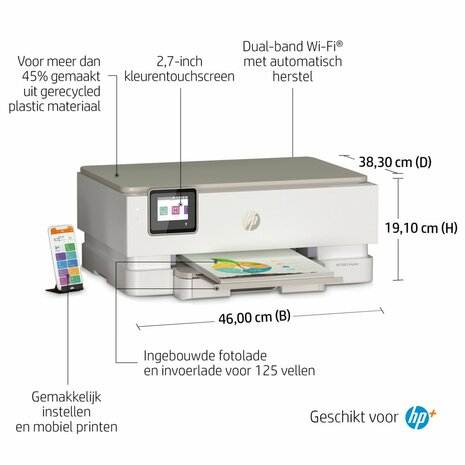 HP ENVY HP Inspire 7220e All-in-One printer, Kleur, Printer voor Home, Printen, kopiëren, scannen, Draadloos; HP+; Geschikt voor HP Instant Ink; Scan naar pdf