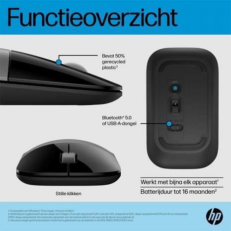 HP Z3700 Dual Wireless Mouse Zilver