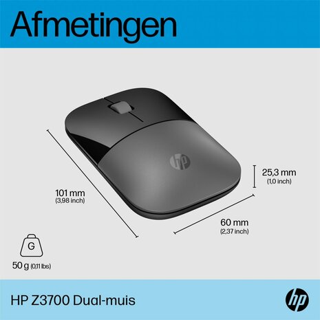 HP Z3700 Dual Wireless Mouse Zilver