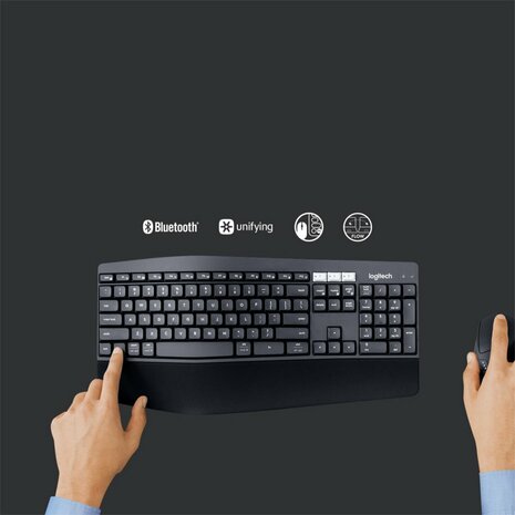 Logitech MK850 Performance toetsenbord Inclusief muis RF-draadloos + Bluetooth QWERTZ Duits Zwart