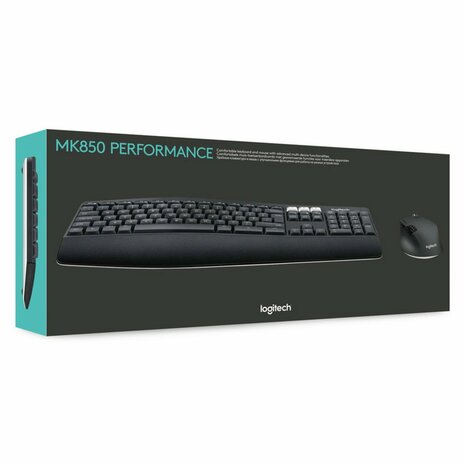 Logitech MK850 Performance toetsenbord Inclusief muis RF-draadloos + Bluetooth QWERTZ Duits Zwart