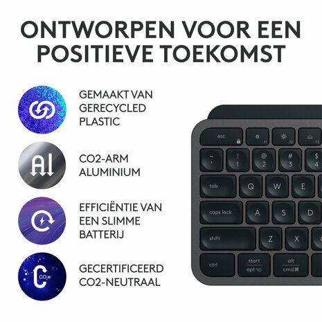 Logitech MX Keys S toetsenbord RF-draadloos + Bluetooth QWERTY US International Grafiet