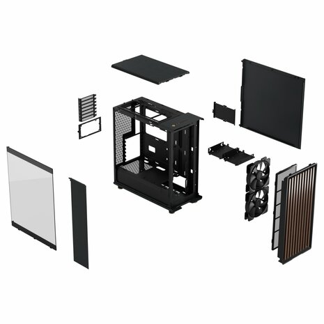 Case Fractal Design North Zwart TG Clear Charcoal Black ATX