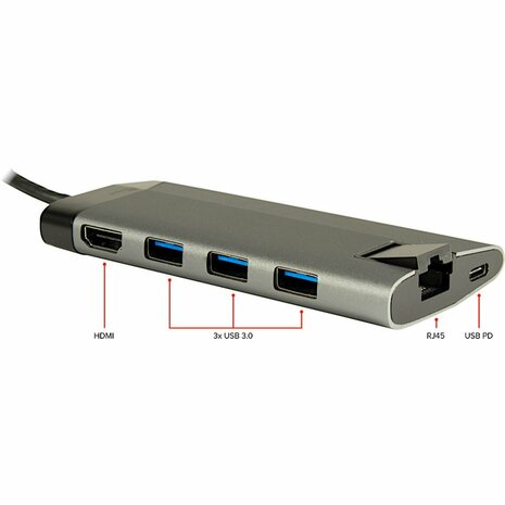 Inter-Tech GDC-802 USB 3.2 Gen 1 (3.1 Gen 1) Type-C Grijs