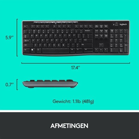 Logitech Wireless Combo MK270 USB Keyb+Mouse QWERTZ Zwart OPEN BOX