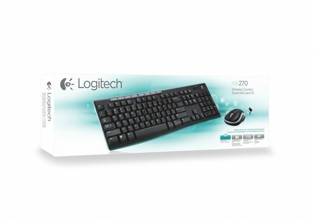 Logitech Wireless Combo MK270 USB Keyb+Mouse QWERTZ Zwart OPEN BOX