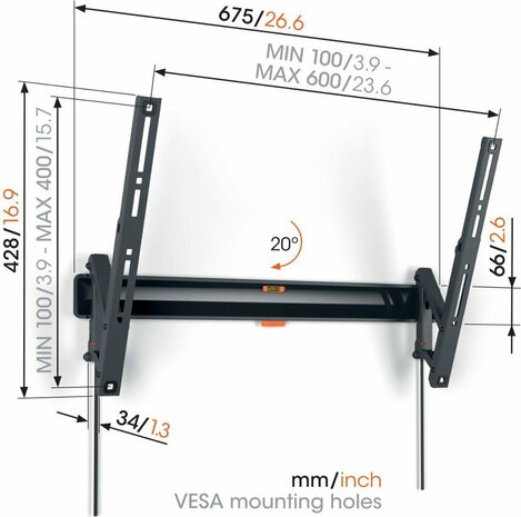 Vogels TVM 3615 BLACK