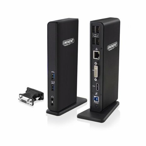 Eminent EM1500 USB 3.0 (3.1 Gen 1) Type-A notebook dock & poortreplicator