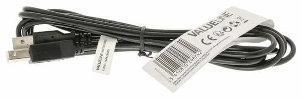 Valueline VLCT60100B20 2m USB B USB A Mannelijk Mannelijk Zwart USB-kabel